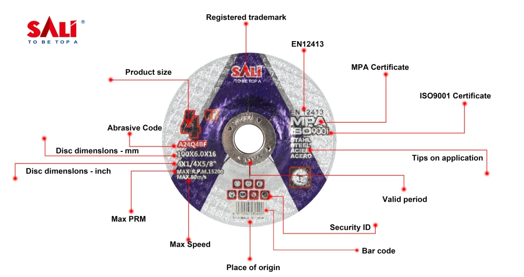 Metal Grinding Center Depressed 3/6mm Cutting Disc with MPa