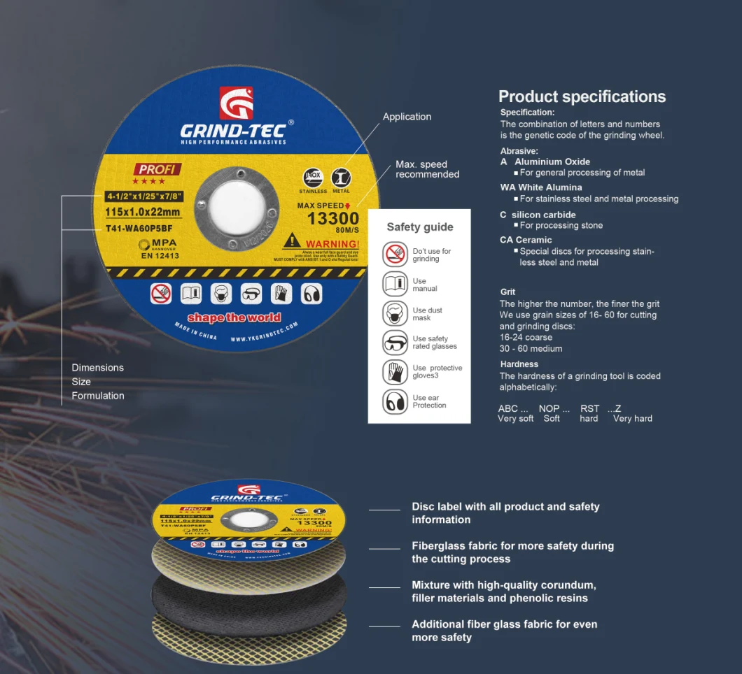 Hardware Tool 4.5" 115X1X22mm Abrasive Disc Metal and Stainless Cutting Wheel