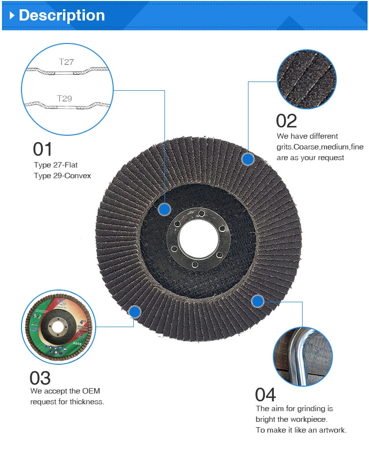 Flap Disc, 100X16mm, Aluminium Oxide, Metal Backing, A60#, for General Steel, Red Color