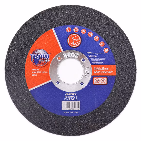 Rueda de corte de acero inoxidable de 115*1,0*22 mm profesional de fábrica, disco de corte, rueda de corte Buen corte 115X1X22 mm Disco de corte de metal de 4,5 pulgadas con certificado MPa